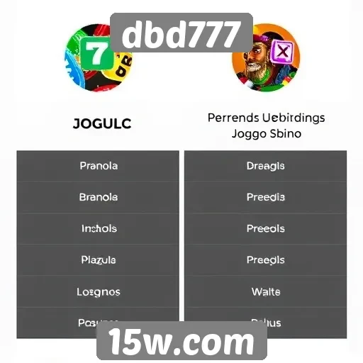 Comparação de jogos populares no dbd777